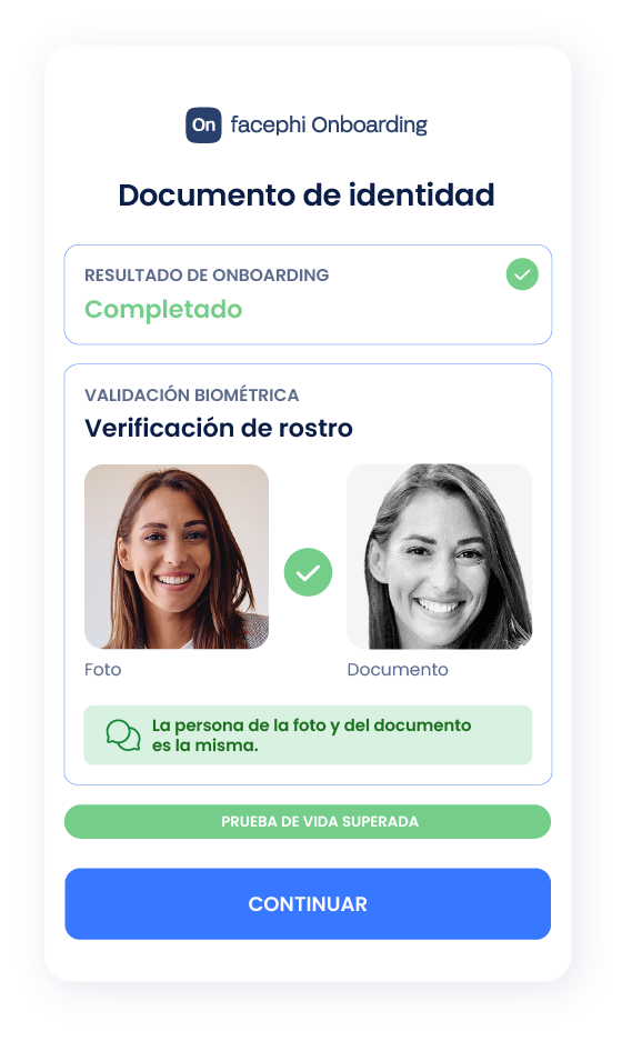 screenshot of Facephi Onboarding